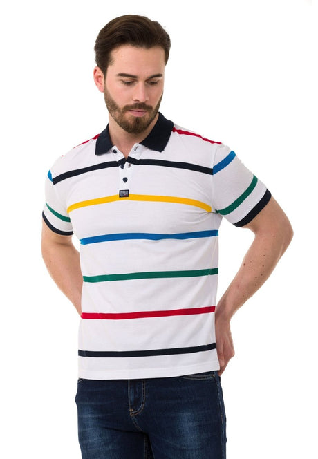 CT749 t-shirt męski polo w paski