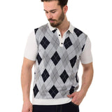 CT753 men's polo shirt check pattern knit fabric