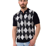 CT753 men's polo shirt check pattern knit fabric