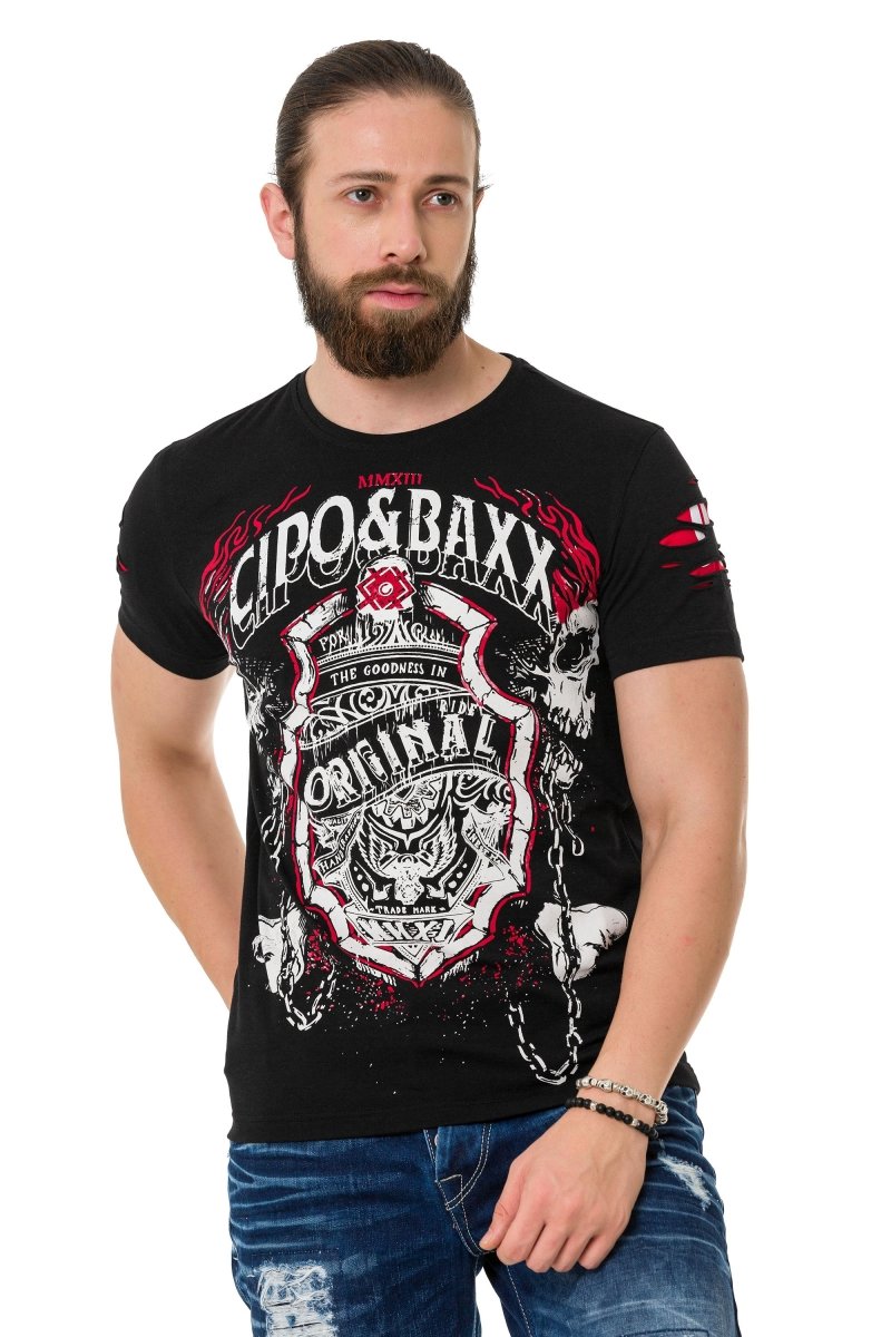 CT772 Heren T-shirt met Kettingbadge