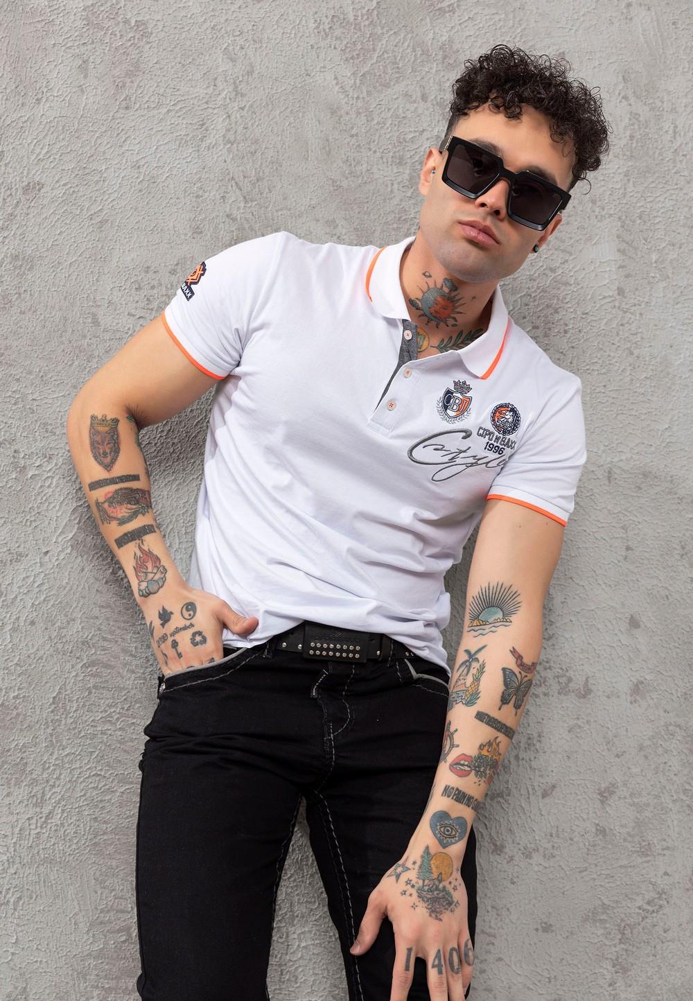 CT778 Herren-T-Shirt mit Polokragen und Markenlogo