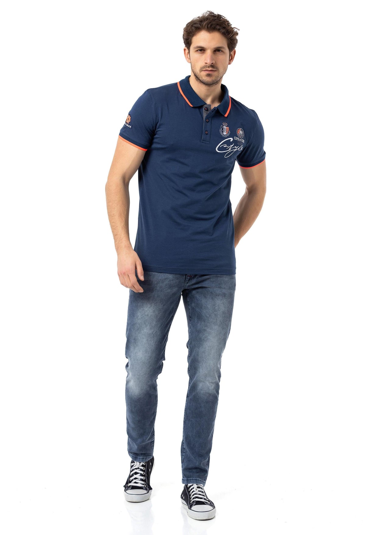 CT778 Herren-T-Shirt mit Polokragen und Markenlogo