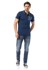 CT778 Herren-T-Shirt mit Polokragen und Markenlogo