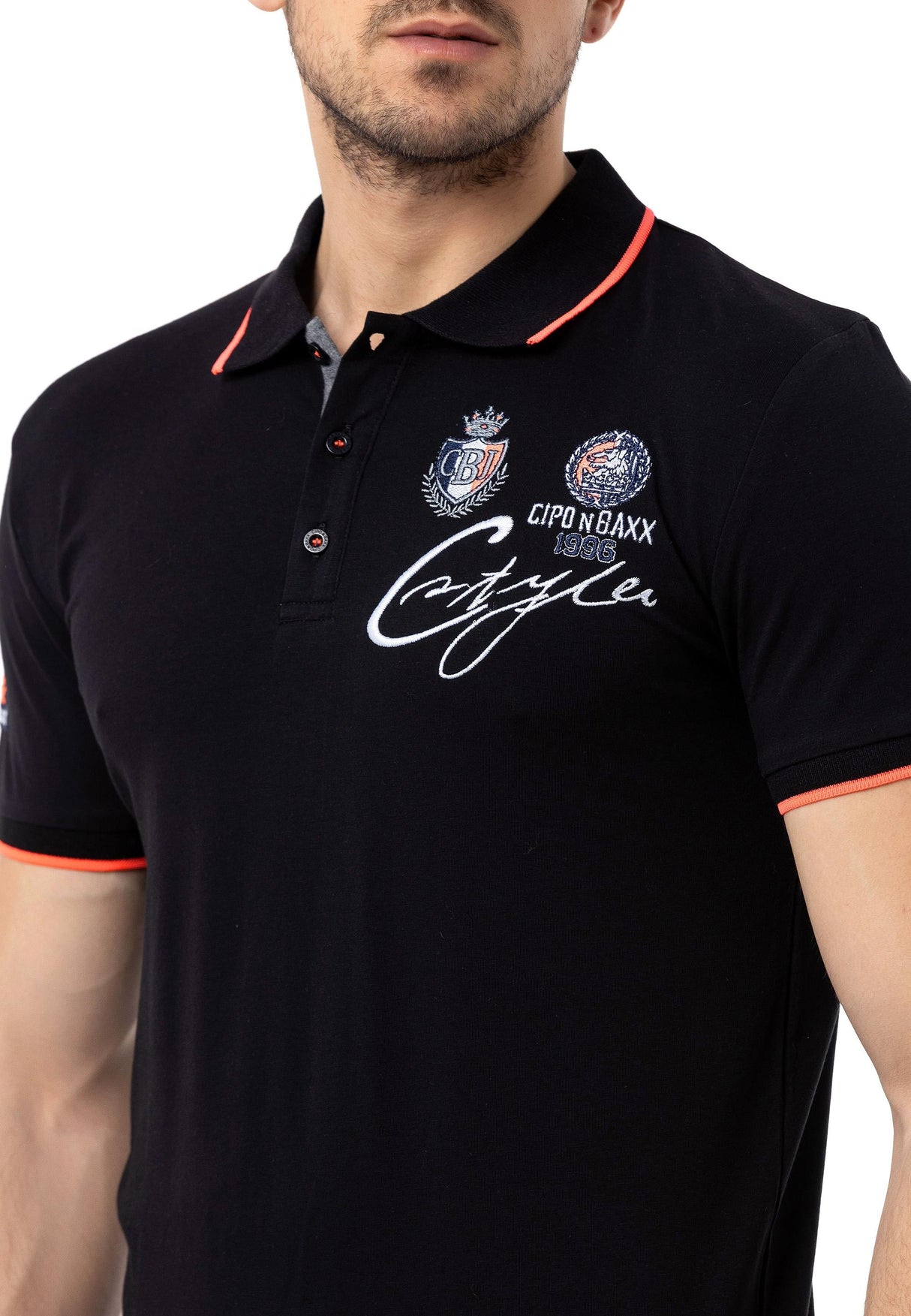 CT778 Herren-T-Shirt mit Polokragen und Markenlogo