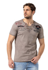 CT783 California Heren T-shirt met V-hals en Print