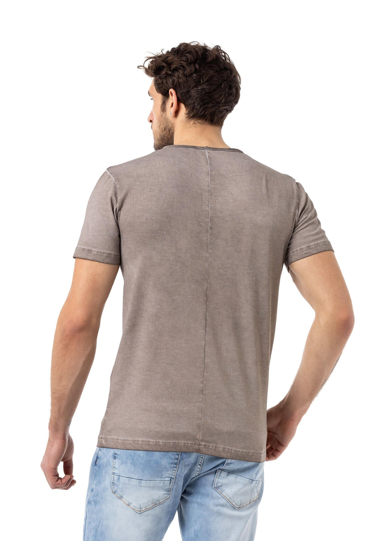 CT783 California Heren T-shirt met V-hals en Print
