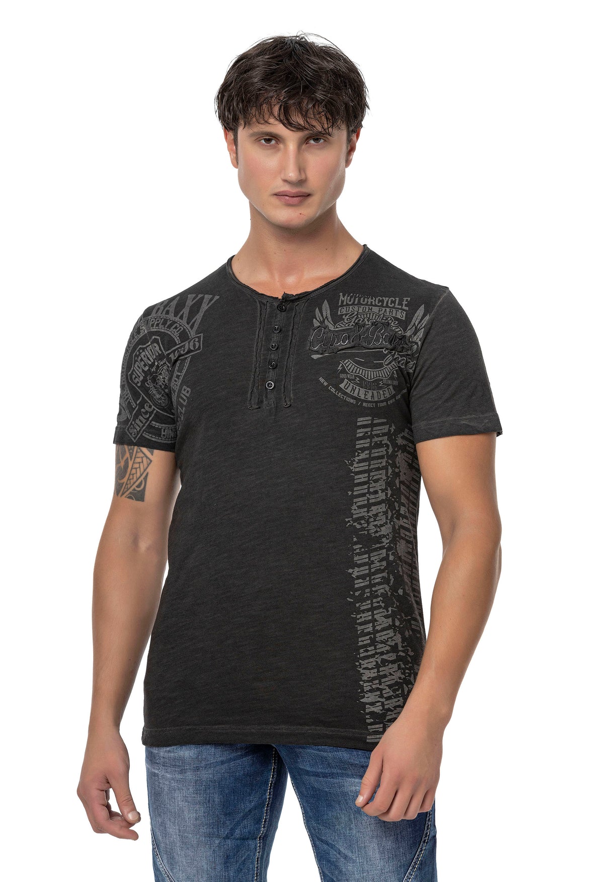 CT789 Biker Hombres T-Shirt con cuello redondo