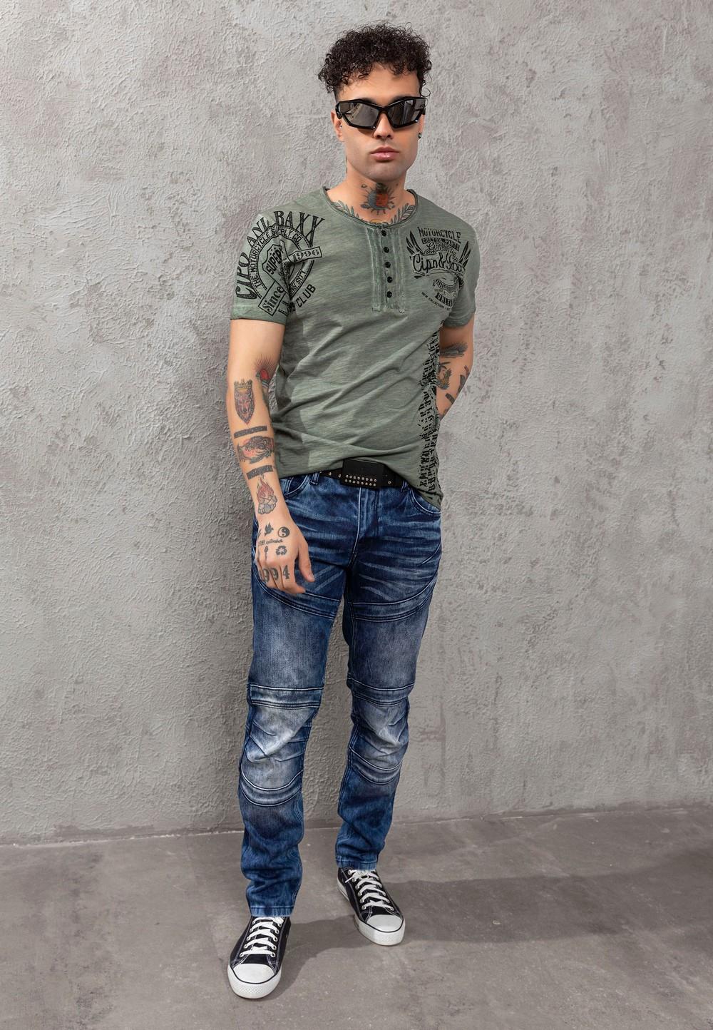 CT789 Biker Hombres T-Shirt con cuello redondo