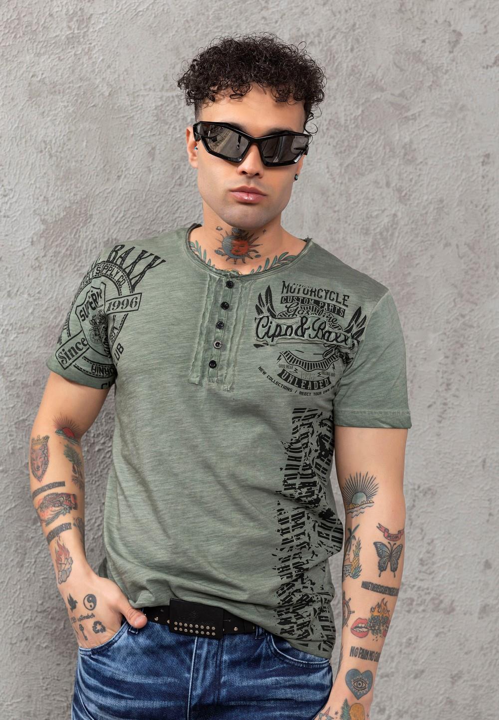 CT789 Biker Hombres T-Shirt con cuello redondo