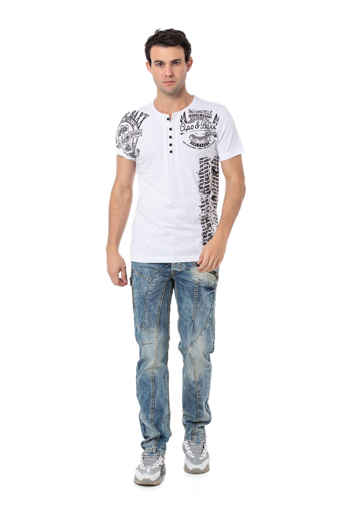 CT789 Biker Hombres T-Shirt con cuello redondo