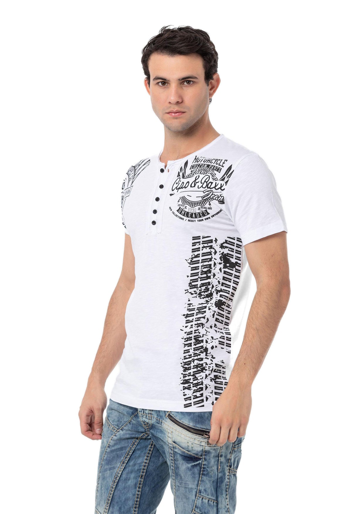 CT789 Biker Hombres T-Shirt con cuello redondo