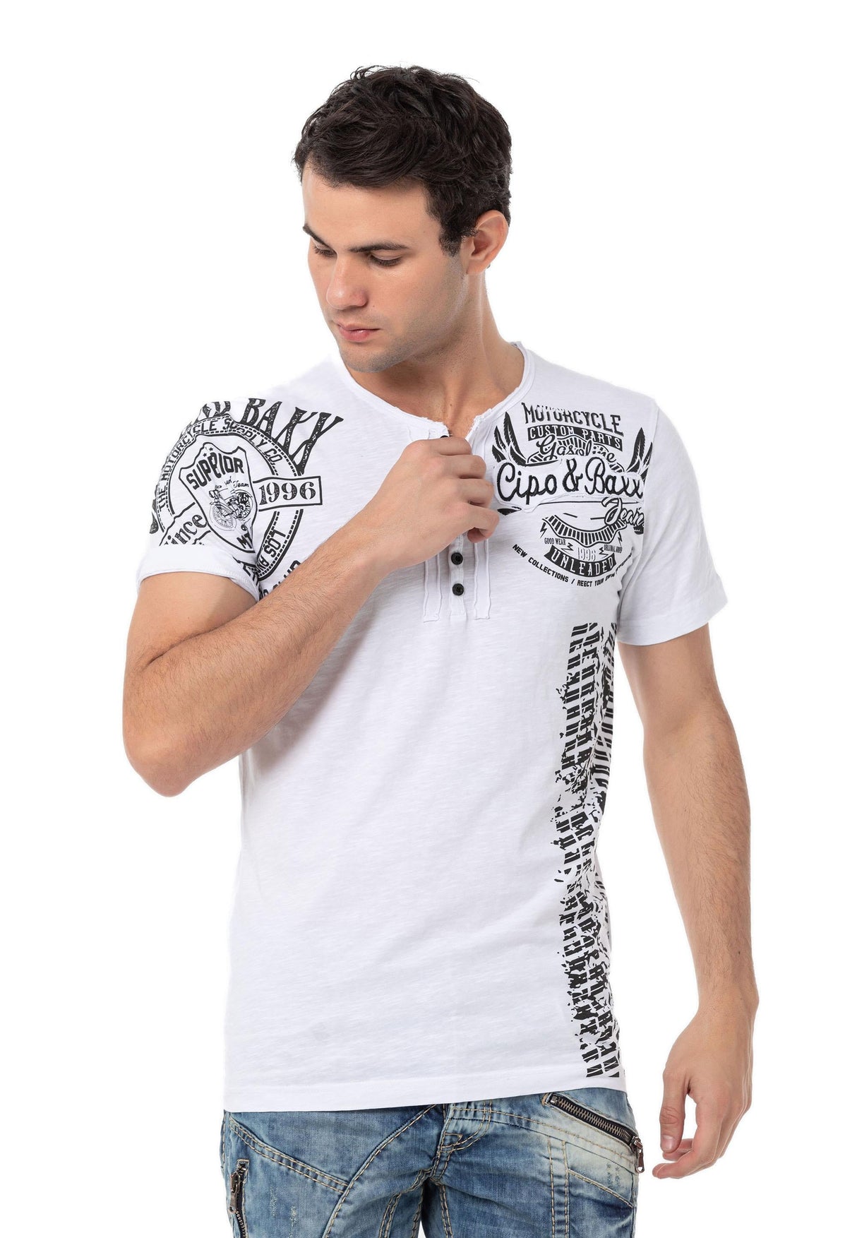 CT789 Biker Hombres T-Shirt con cuello redondo