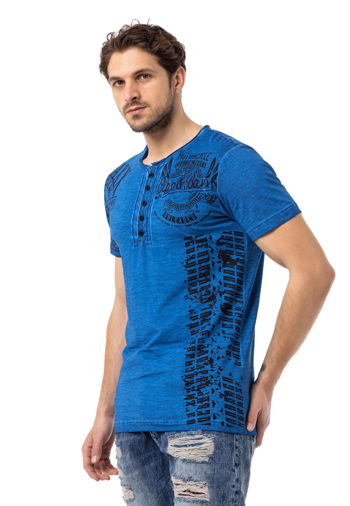 CT789 Biker Hombres T-Shirt con cuello redondo