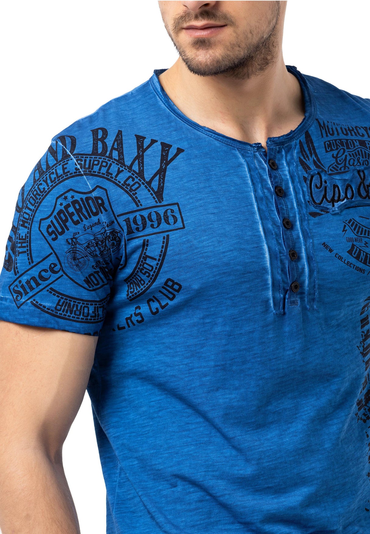 CT789 Biker Hombres T-Shirt con cuello redondo