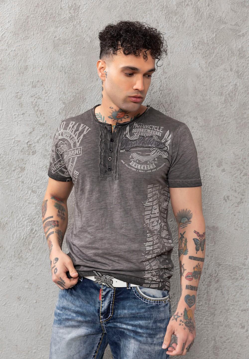 CT789 Biker Hombres T-Shirt con cuello redondo