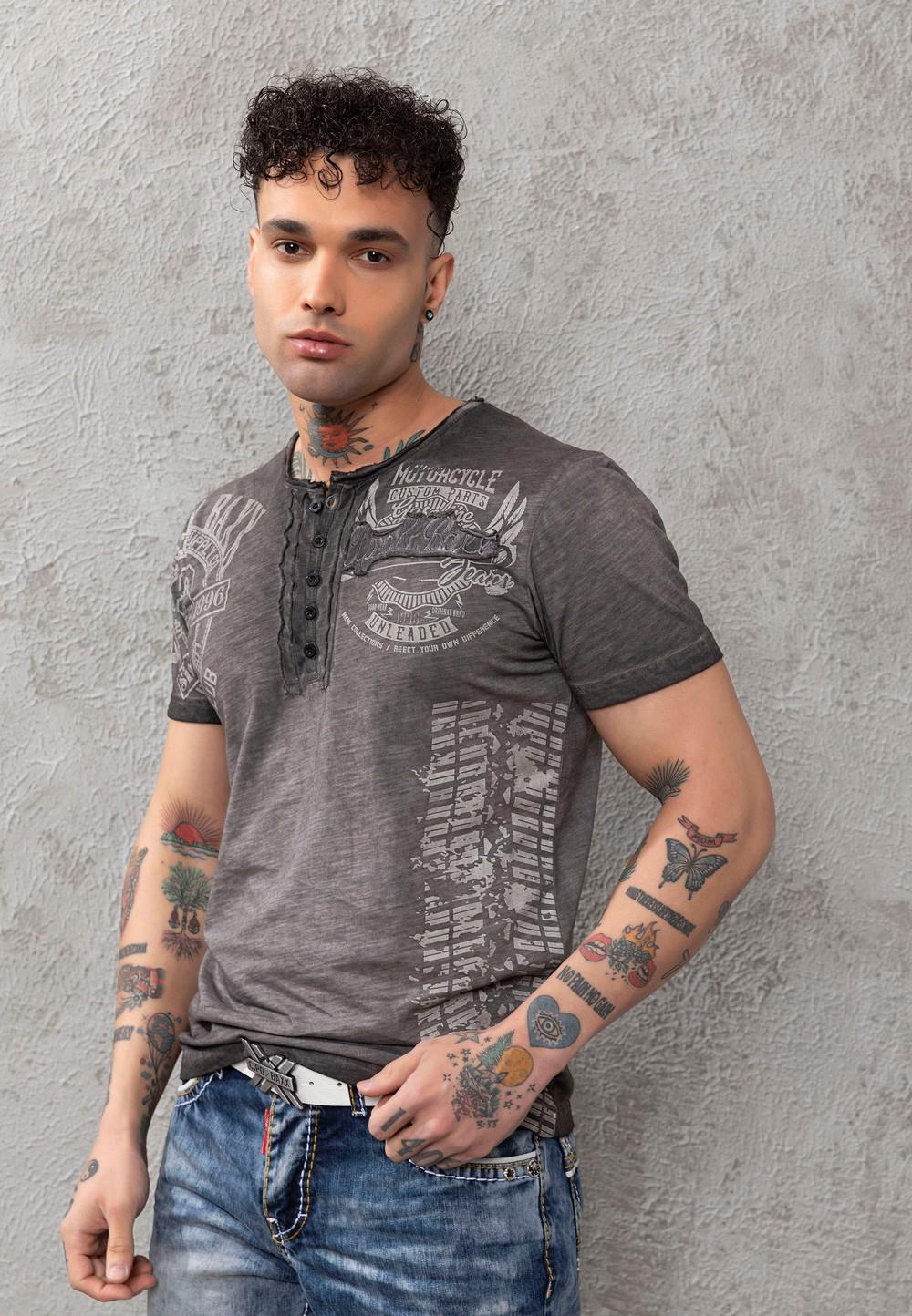 CT789 Biker Hombres T-Shirt con cuello redondo