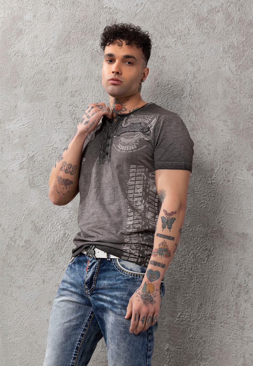 CT789 Biker Hombres T-Shirt con cuello redondo