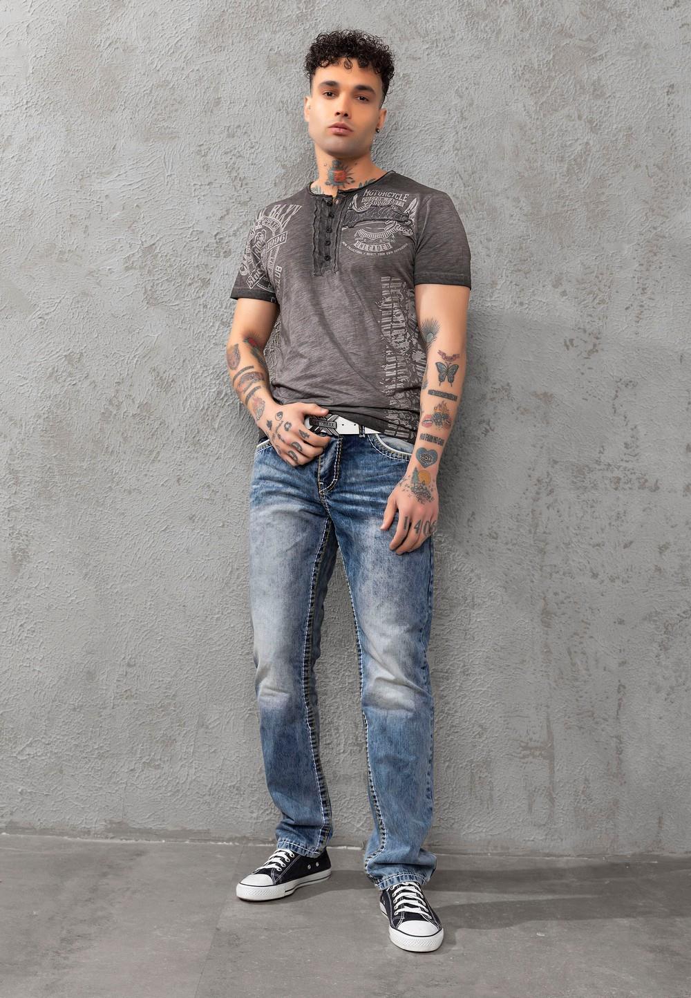 CT789 Biker Hombres T-Shirt con cuello redondo