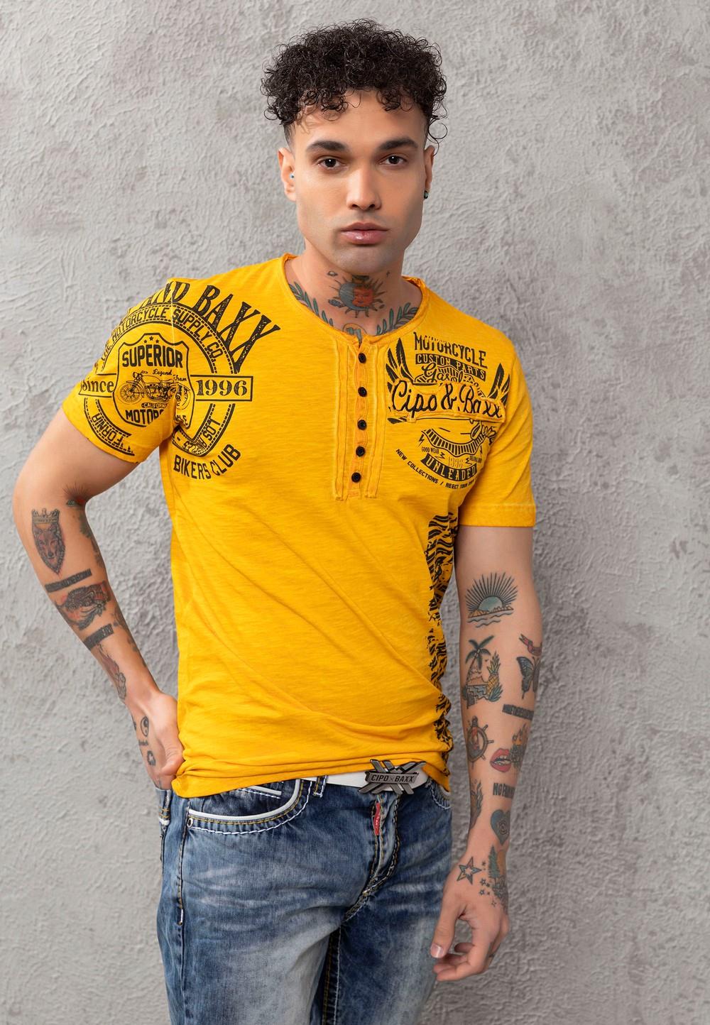 CT789 Biker Hombres T-Shirt con cuello redondo