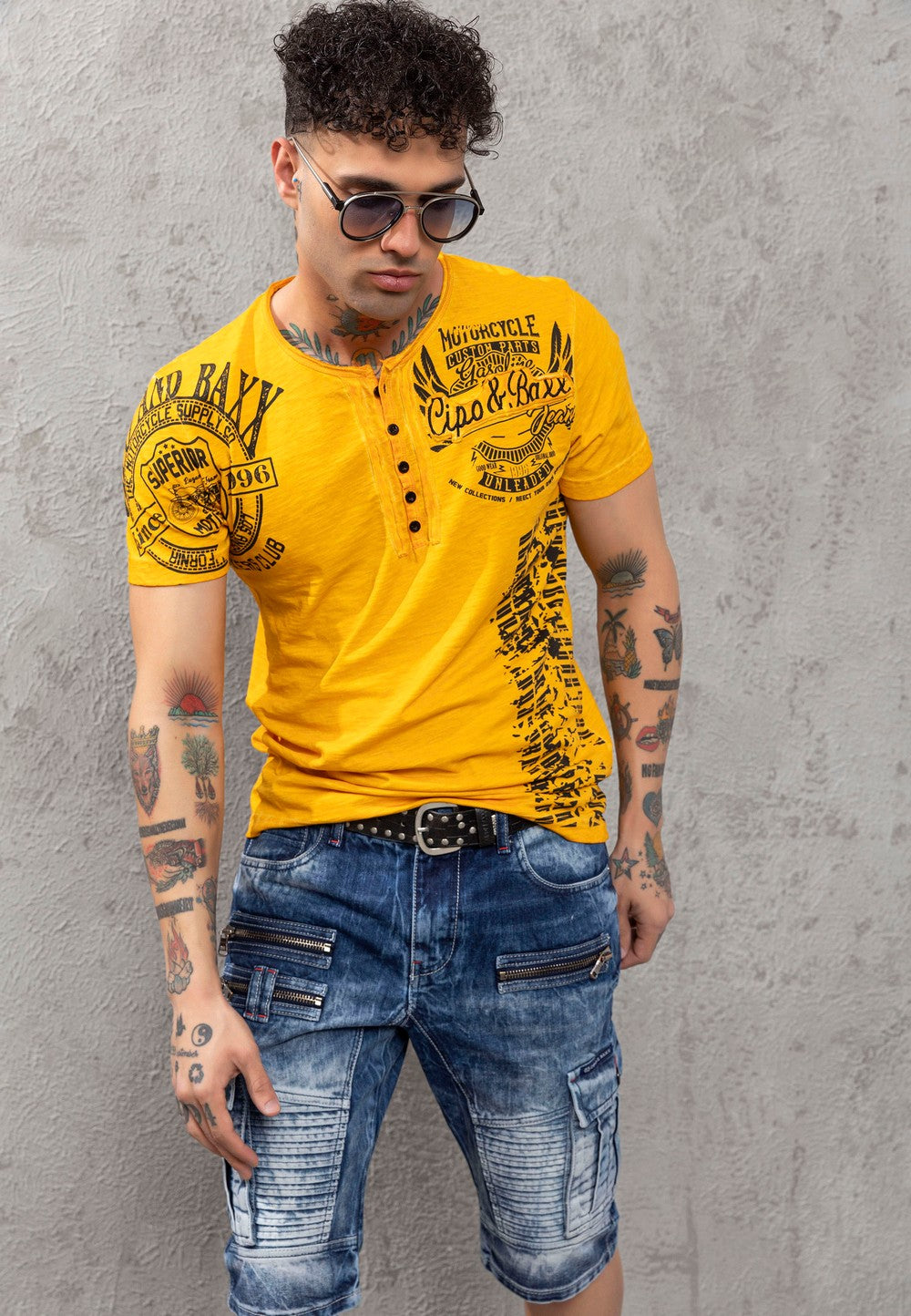CT789 Biker Hombres T-Shirt con cuello redondo