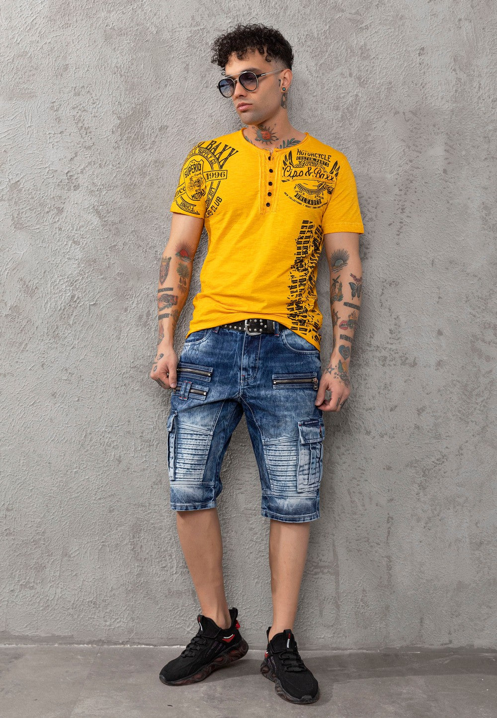 CT789 Biker Hombres T-Shirt con cuello redondo