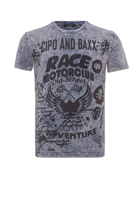CT800-Mens T-Shirt with Round Neck – Wash & Eagle Print