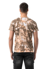 CT804-Herren T-Shirt mit Print-Waschung – Regular Fit