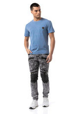 CT808-Herren T-Shirt im Relax Fit mit Waschung und Patch