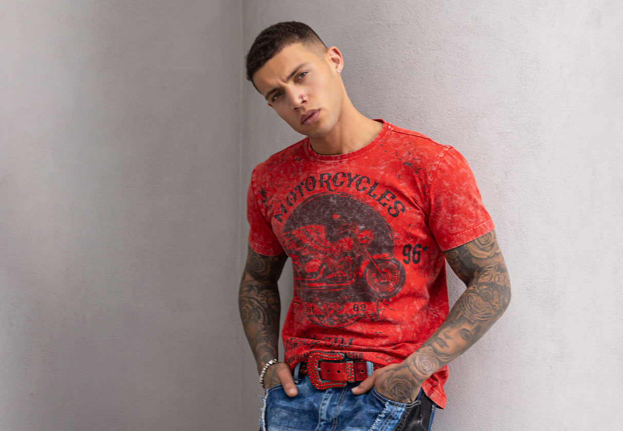CT813 Herren T-Shirt mit coolem Motorrad-Print