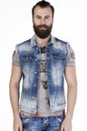 CW107 Herren Jeansweste im modischen Used-Look