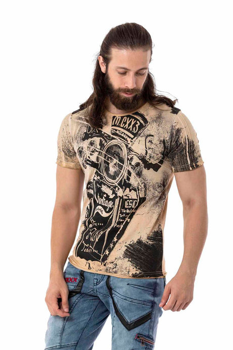 Camiseta para hombres CT704 con grandes estampados de motos vintage