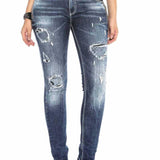 WD423 Damen Röhrenjeans im angesagten Destroyed-Look