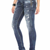WD423 Damen Röhrenjeans im angesagten Destroyed-Look