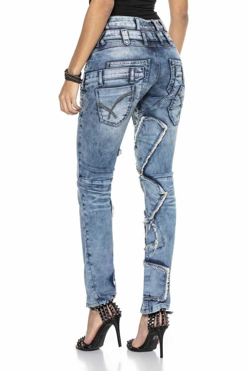 WD411 Jeans confortables femmes avec des patchs frappants
