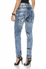 WD411 Jeans confortables femmes avec des patchs frappants