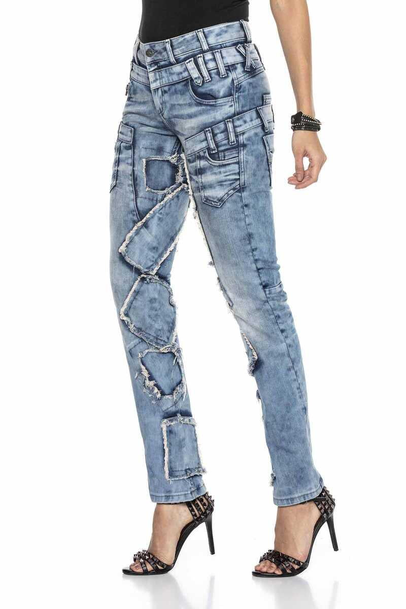 WD411 Jeans confortables femmes avec des patchs frappants