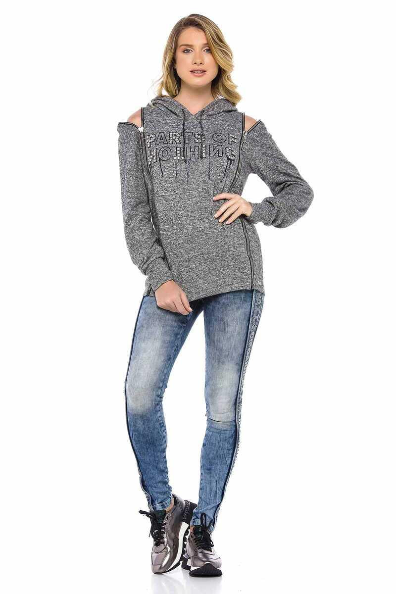WD390 Slim-Fit Dames Jeans met zijstrip in de Glitter Look