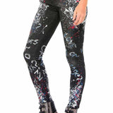 WD389 women Slim-Fit jeans with unique paint elements in straight fit