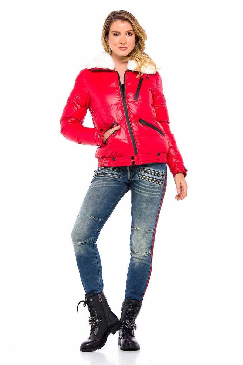 WD384 Damen Slim-Fit-Jeans mit trendigen Seitenstreifen