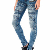 WD381 Women Straight jeans with cool embroidery elements