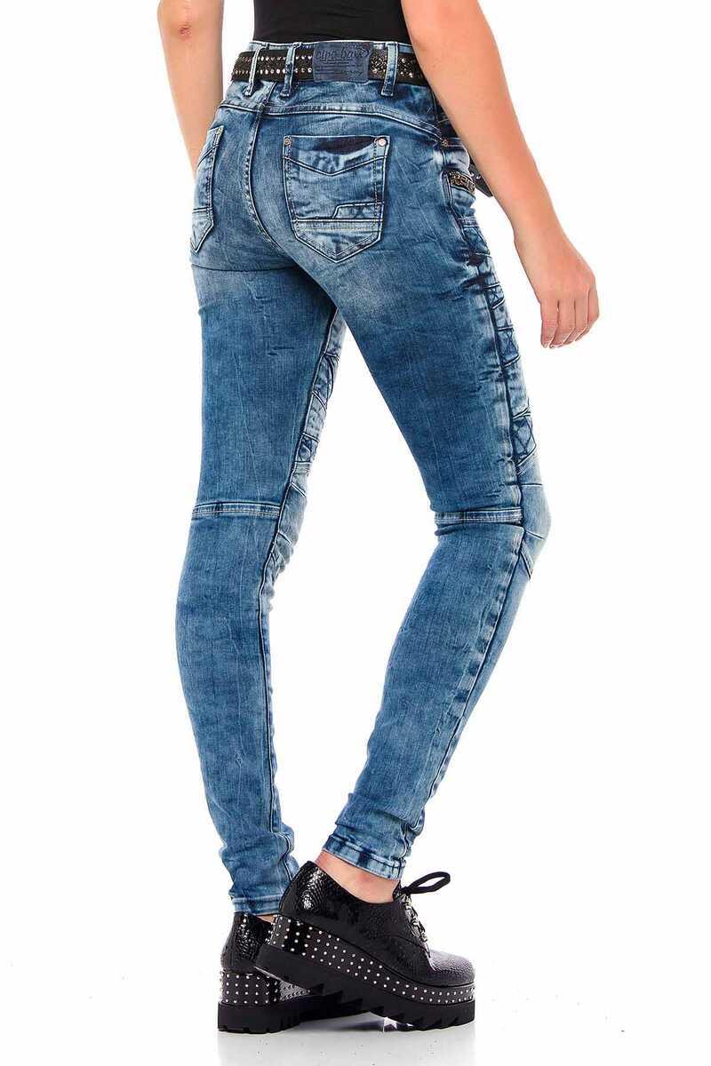 WD381 Straight Dames Jeans met coole Borduurselementen