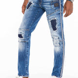 CD528 men's comfortable jeans with trendy decorative stitching