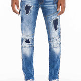 CD528 men's comfortable jeans with trendy decorative stitching