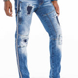 CD528 men's comfortable jeans with trendy decorative stitching