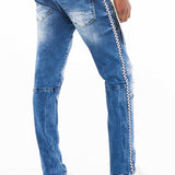 CD528 men's comfortable jeans with trendy decorative stitching