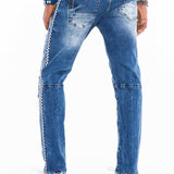 CD528 men's comfortable jeans with trendy decorative stitching