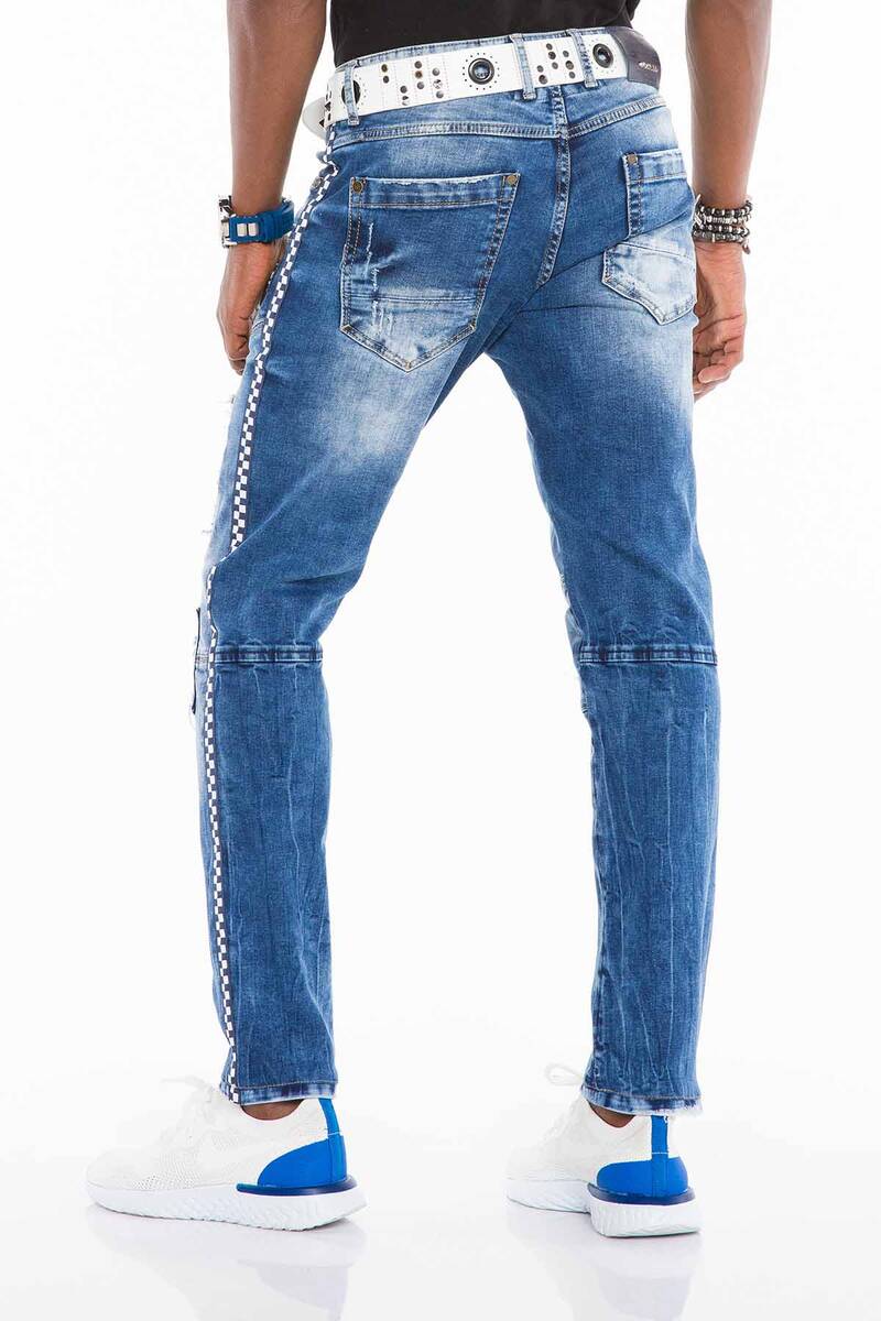 Jeans cómodos para hombres CD528 con costuras decorativas modernas