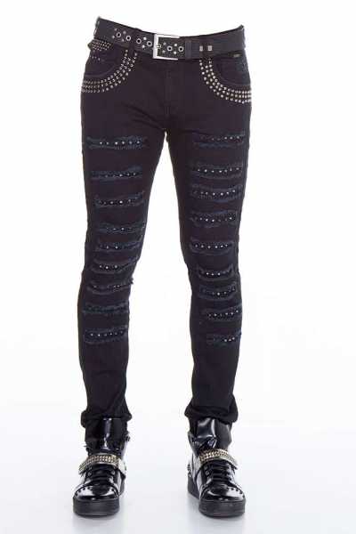 Jeans slim-fit da uomo CD409 con design moderno di strass