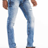CD503 Men's comfortable jeans with fashionable embroidery in Straight Fit