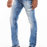 CD503 Men's comfortable jeans with fashionable embroidery in Straight Fit